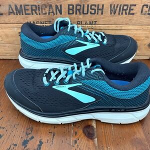 Brooks Dyad 10 Women's 10.5 (D) Wide Running Shoes Black Aqua Athletic Sneakers
